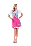 3tlg. Dirndl-Set türkis-fuchsia Alpenmärchen ALM627T - 2