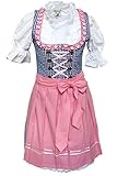 3tlg. Dirndl-Set blau-rosa Alpenmärchen ALM627PE