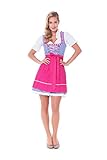 3tlg. Dirndl-Set – Trachtenkleid blau-fuchsia Alpenmärchen ALM627F - 2