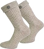 Trachtensocken mit Umschlag Farbe Naturmelange mit Pin