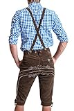 Herren Leder-Kniebundhose mit Trägern aus Rindsvelourleder - 3