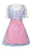 Zartkariertes Kinder Dirndl Set 3 teilig hellblau