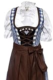 Alpenmärchen 3tlg. Dirndl-Set midi – blau-braun – ALM013 - 3