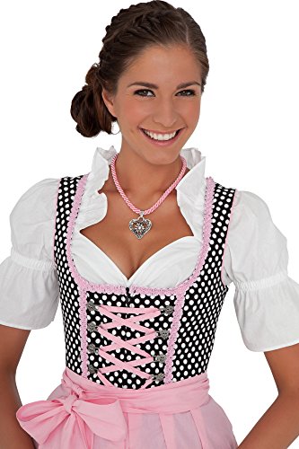 3-tlg. schwarzes Dirndl Lang mit weißen Punkten