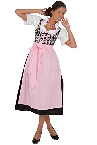 3-tlg. schwarzes Dirndl Lang mit weißen Punkten