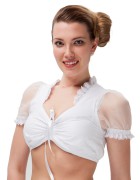 Dirndl-Bluse Marika weiß mit Rüschen und durchsichtigen Puffärmeln