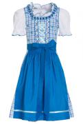 Karo-Dirndl 3-tlg. für Kinder hellblau