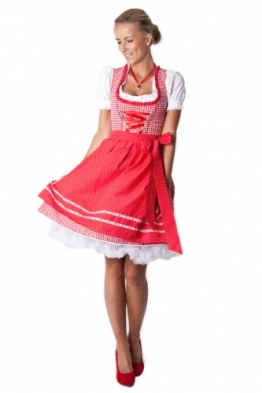Ludwig & Therese Trachten Dirndl-Set Rosalie rot/weiss mini