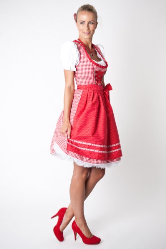 Ludwig & Therese Trachten Dirndl-Set Rosalie rot/weiss mini